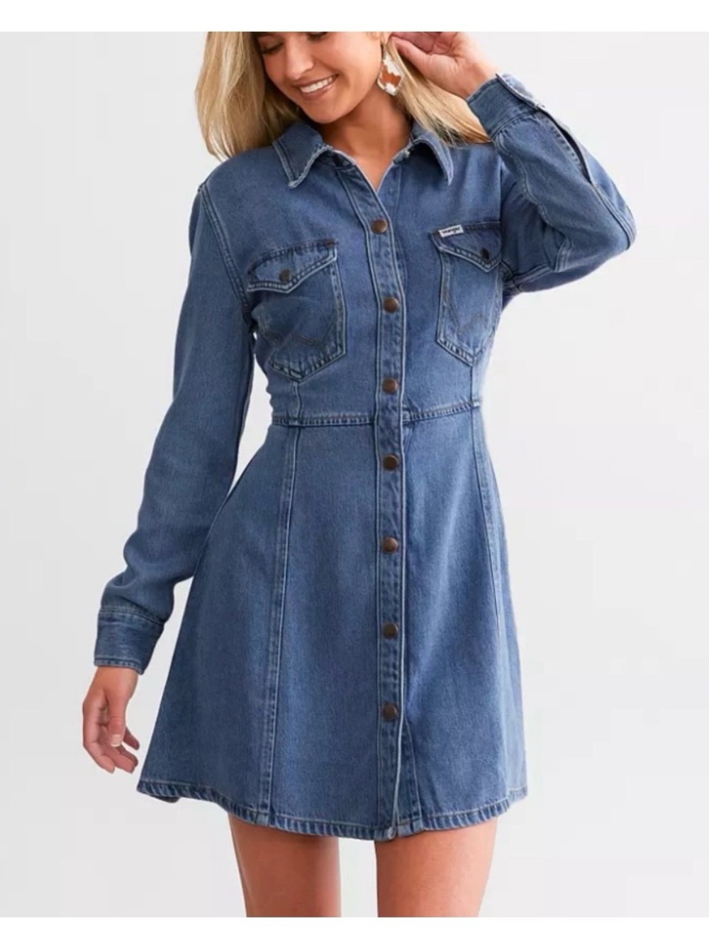 Wrangler Blue Denim Western Dress - Small